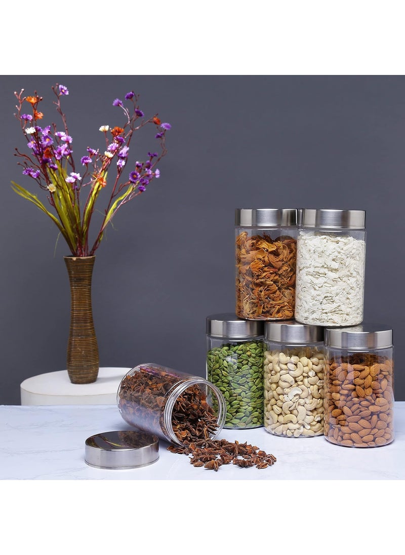 Femora Borosilicate Glass Round Jar With Stainless Steel Air Tight Lid| Glass Jars For Kitchen| Kitchen Storage Jars|1 Year Warranty|Jars for Gifting, Snacks,Spice, Cookies, Dry Food|350 ML| Set Of 1