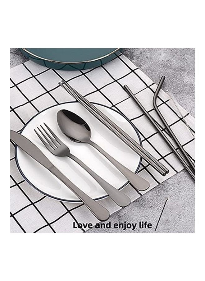 8-Piece Portable Cutlery Set With Case Black