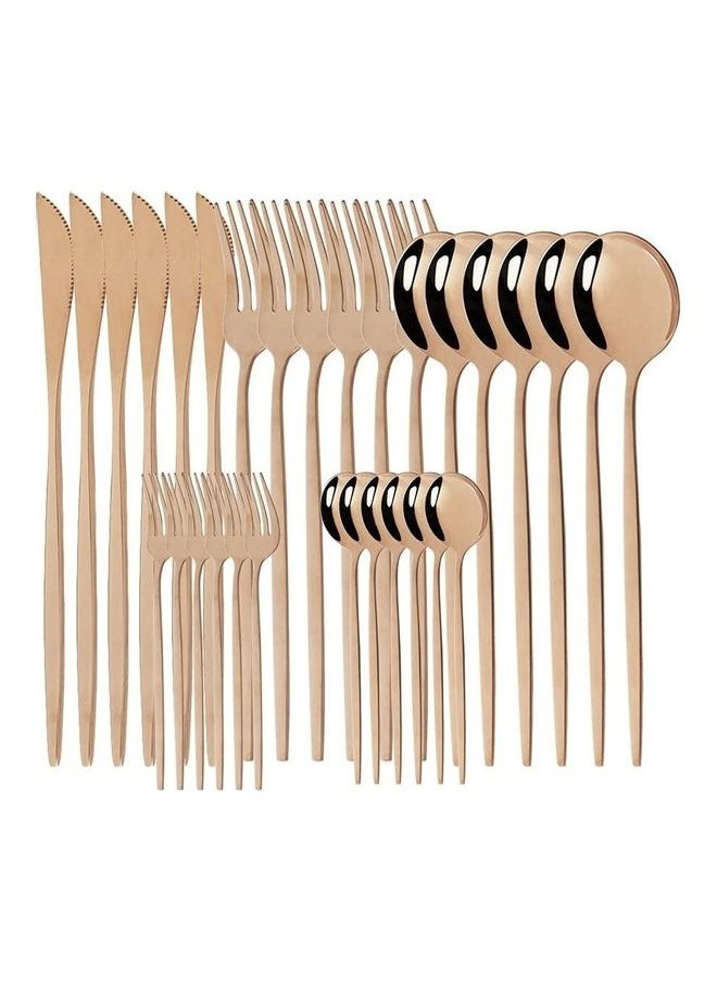 30-Piece Knife Fork Spoon Full Set Rose Gold