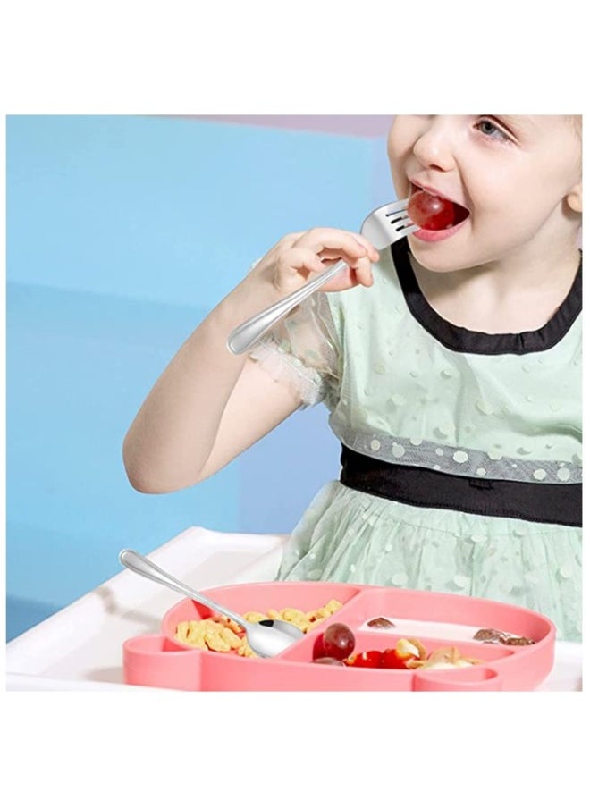 Children Silverware Set 10 Pieces Kids Forks and Spoons Silverware Set Stainless Steel Toddler Utensils Flatware Set Child Cutlery Set for Home Preschools Outdoor Dinner Travel Dishwasher Safe