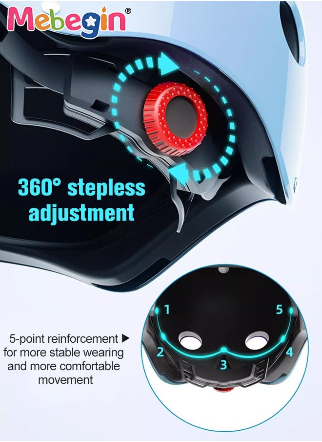 7 PCS Kids Bike Helmet Protective Gear Set with Elbow Pads, Knee Pads and Wrist Guards, Solid Protective Helmet with Adorable Patterns and Adjustable Design, Suitable for Multi-Sports Like Skateboar