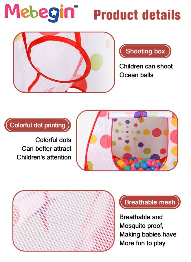 3PCS Kids Ball Pits for Toddlers with Play Tent and Baby Tunnel, Fun Foldable Playhouse with Storage Bag, 3 in 1 Connection Design Between Tent, Crawling Tunnel and Ball Pit, Suitable for Backyards,