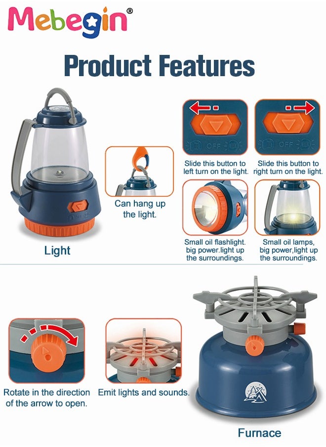 41 Pcs Camping Set Toys with Foldable Tent, Cooking Pots and Other Camping Essentials, Pop Up Play Tent with Camping Gear Tools, Camping Life, Ideal for Children to Use as Mini Play Space
