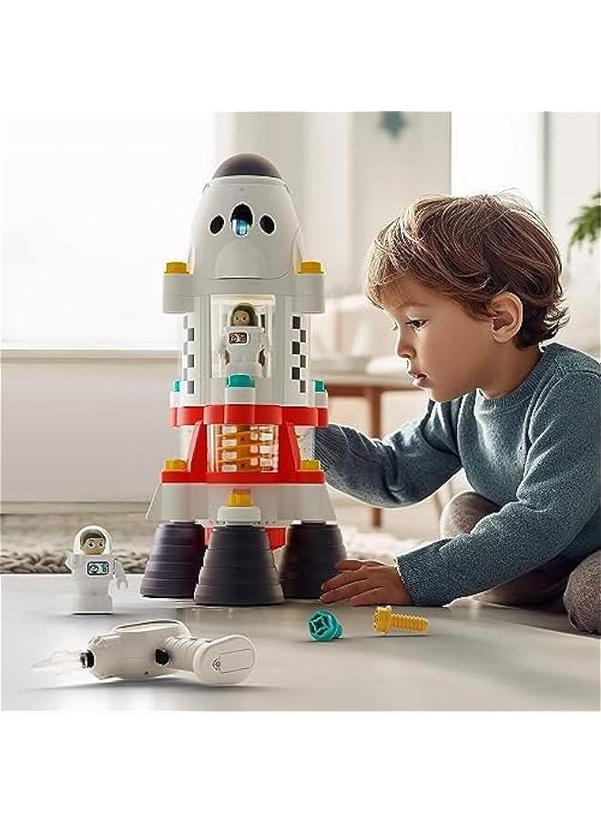 Rocket Space Toys, Kids Spaceship Playset W/Space Shuttle, 2 Astronauts, Educational STEM Take Apart Outer Space Adventure W/Electric Drill, Gift for 3 4 5 6 7 8 Year Old Boy Girl