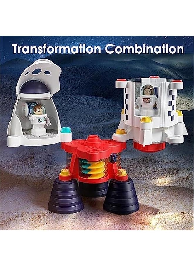 Rocket Space Toys, Kids Spaceship Playset W/Space Shuttle, 2 Astronauts, Educational STEM Take Apart Outer Space Adventure W/Electric Drill, Gift for 3 4 5 6 7 8 Year Old Boy Girl