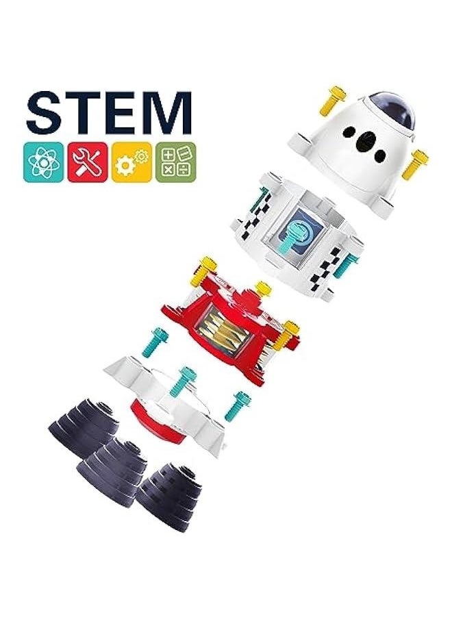 Rocket Space Toys, Kids Spaceship Playset W/Space Shuttle, 2 Astronauts, Educational STEM Take Apart Outer Space Adventure W/Electric Drill, Gift for 3 4 5 6 7 8 Year Old Boy Girl