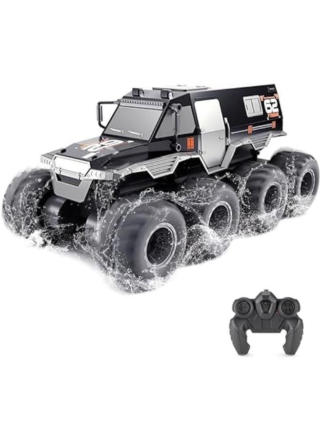 Amphibious Remote Control Car, 8WD RC Cars, 2.4GHz Remote Control Boat, Waterproof Off Road RC Monster Truck, All Terrains Electric Armored Vehicle Crawler for Adults (Black)