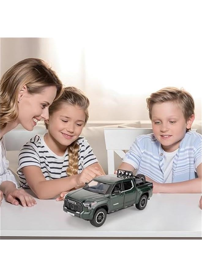 1:24 Tundra Off-Road Pickup Car Model, Pull Back Diecast Truck Toy with Sounds＆Lights for Kids Boys Girls and Adults, Gift Green.