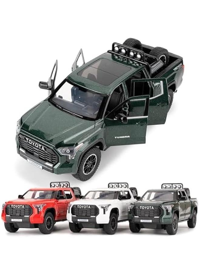 1:24 Tundra Off-Road Pickup Car Model, Pull Back Diecast Truck Toy with Sounds＆Lights for Kids Boys Girls and Adults, Gift Green.