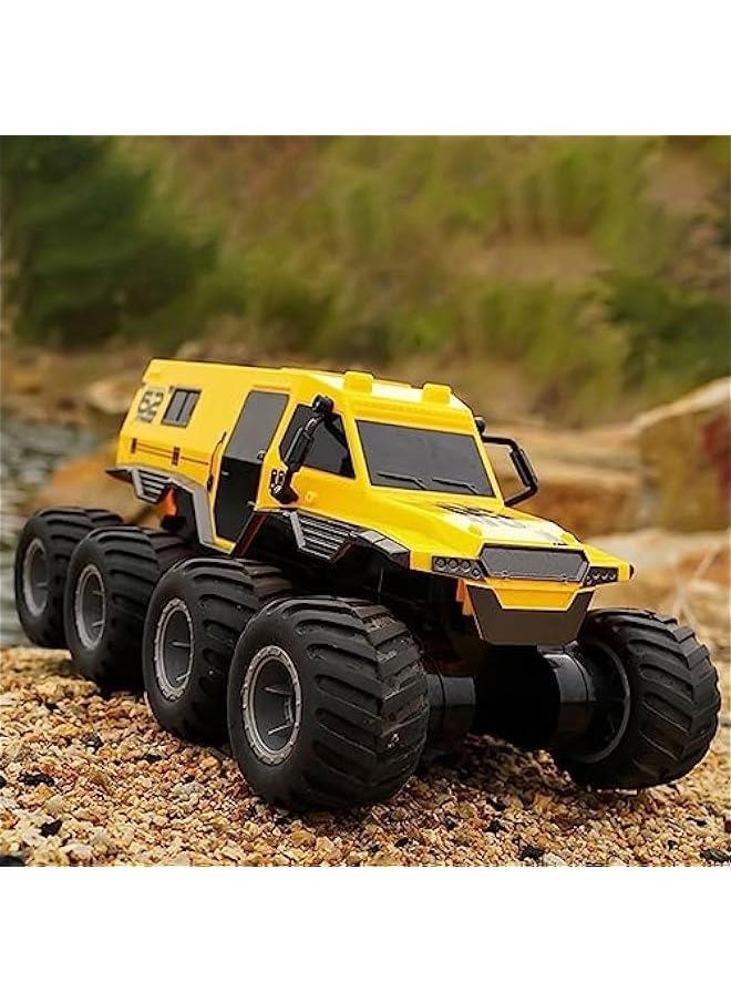 Amphibious Remote Control Car, 8WD RC Cars, 2.4GHz Remote Control Boat, Waterproof Off Road RC Monster Truck, All Terrains Electric Armored Vehicle Crawler for Adults (Yellow)