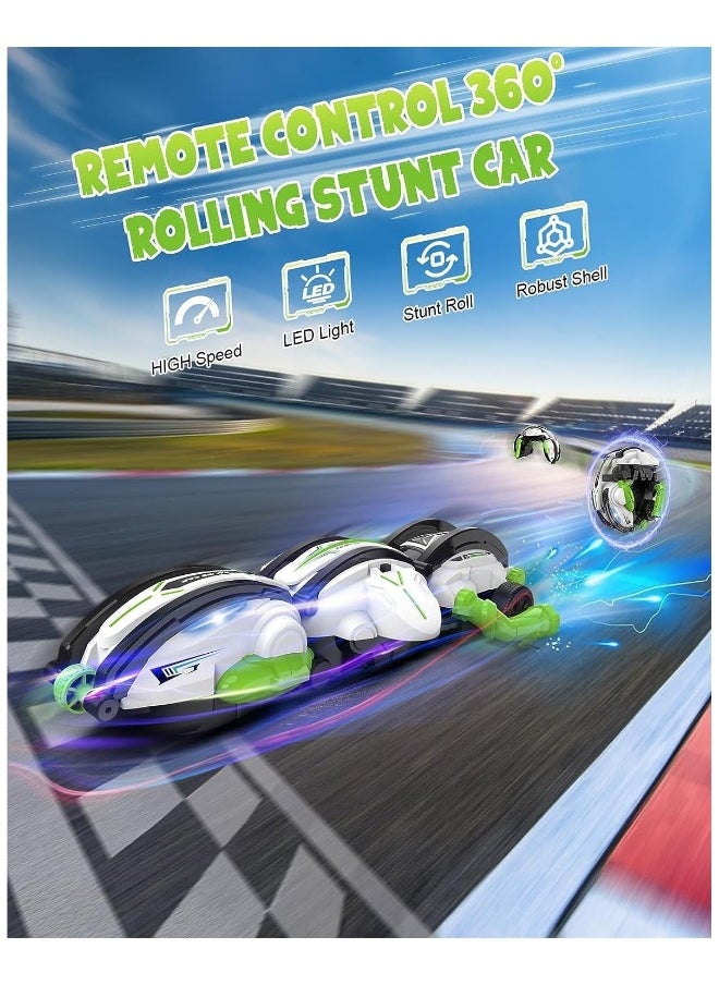 New RC Car 360° Scrolling - RC Stunt Snake Car with LED Lights, 60+ Minutes on 2 Batteries, Indoor/Outdoor Toys for Kids 6-12 Years