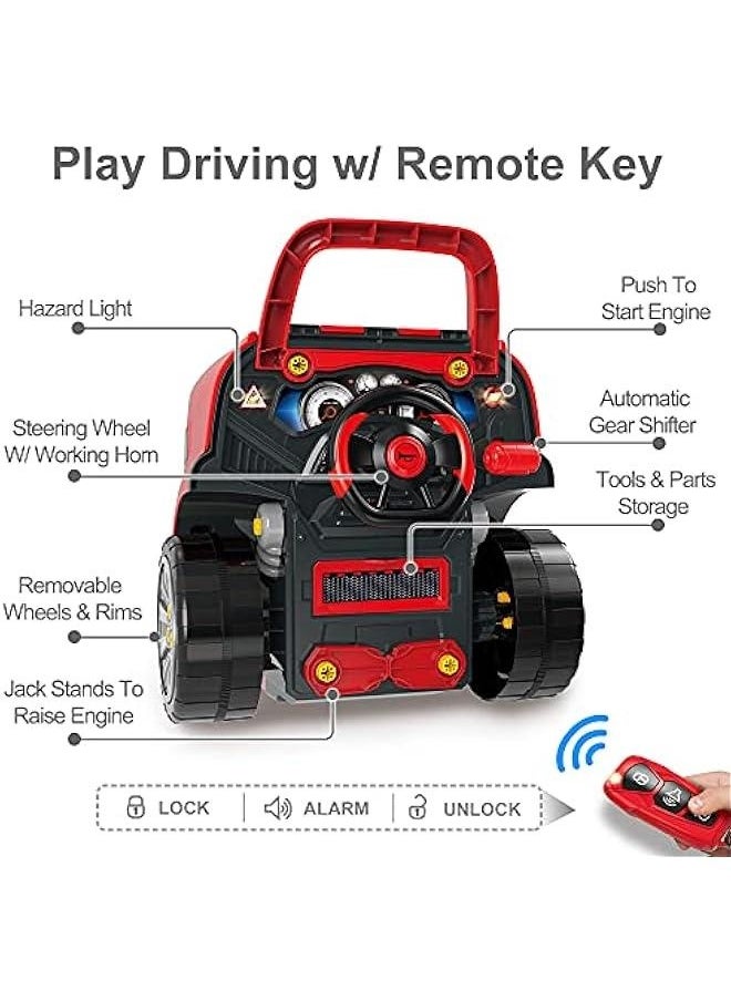 Large Truck Engine Toy, Kids Mechanic Repair Set for 3-5 Yr Toddlers, Big Builder Kit, Take Apart Motor Vehicle Pretent Play Car Service Station, Gifts 4 6 7 8 Year Old Boy Child