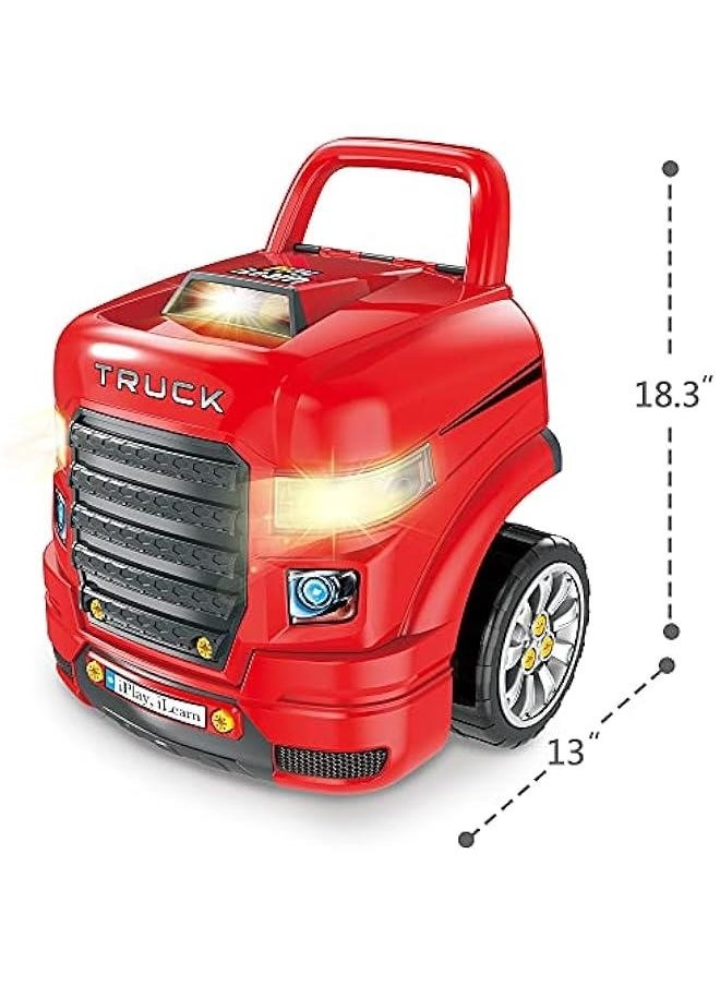 Large Truck Engine Toy, Kids Mechanic Repair Set for 3-5 Yr Toddlers, Big Builder Kit, Take Apart Motor Vehicle Pretent Play Car Service Station, Gifts 4 6 7 8 Year Old Boy Child