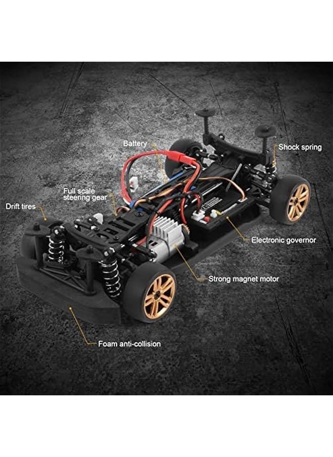 RC Drift Car, 1:18 Scale Remote Control Car, 2.4GHz 4WD 30KM/H High Speed RC Racing Car with LED Light Strip for Adults and Kids