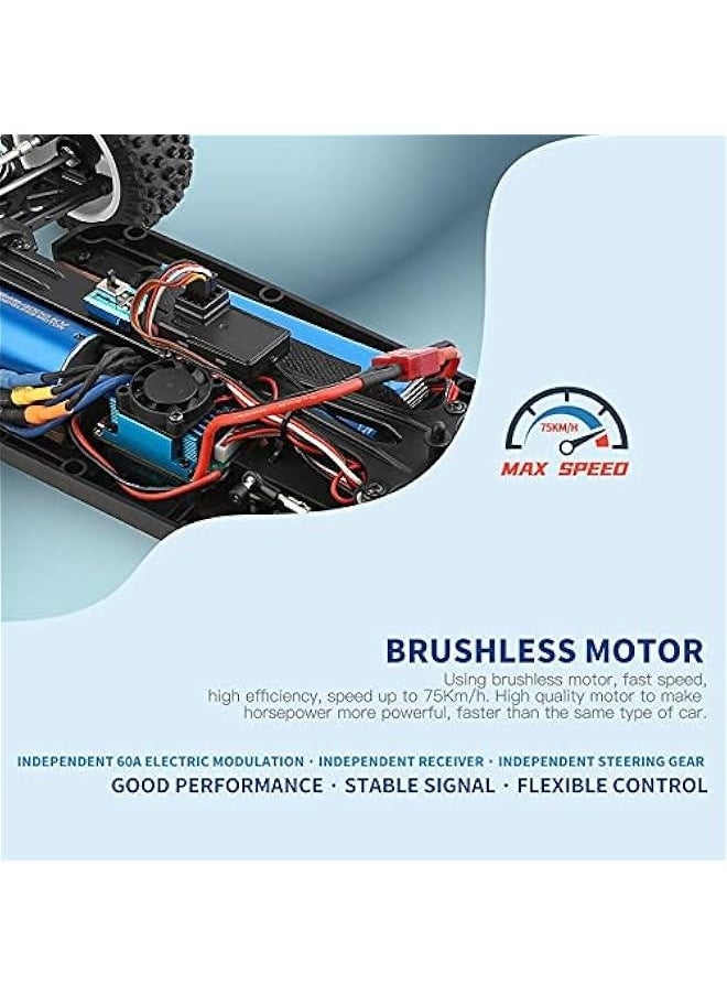 WLtoys 124017 V2 RC Car, 1:12 Scale 2.4GHz Remote Control Car, 4WD 75km/h High Speed Racing Car, Off-Road Buggy Drift Car RTR with Brushless Motor and Metal Chassis for Adults