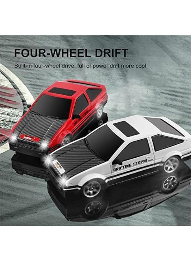 RC Drift Car, 1:16 Scale Remote Control Car, 4WD RC Cars, 30KM/H High Speed RC Racing Car with LED Lights, Drifting Tire and 2 Batteries for Kids and Adults (White)