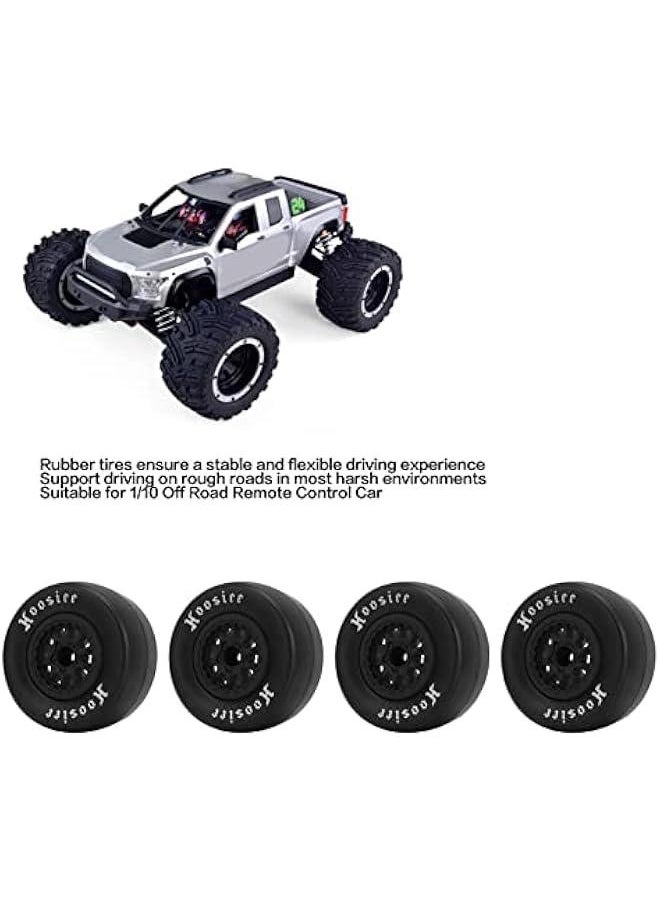 1/10 Scale RC Car Tires Rubber Tires Plastic Wheel Hubs for 1/10 Off Road Remote Control Car 4Pcs