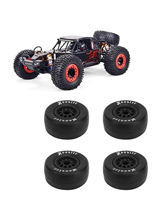 1/10 Scale RC Car Tires Rubber Tires Plastic Wheel Hubs for 1/10 Off Road Remote Control Car 4Pcs