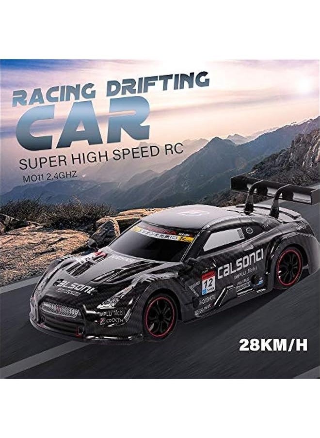 Racing Drift RC Car, 1/18 Scale 4WD 2.4GHz Remote Control Car, 28km/h High Speed Racing Car for Adults and Kids (Black)