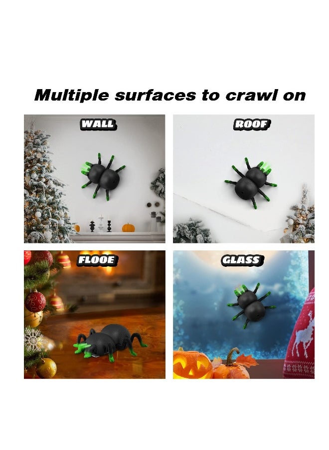 Remote Control Spider, RC Climbing Wall Floor Dual Spider, 360° Rotation Spider Toy, LED Light Remote Control Stunt Remote Control Spider Toys, for Boys Girls Kids Birthday