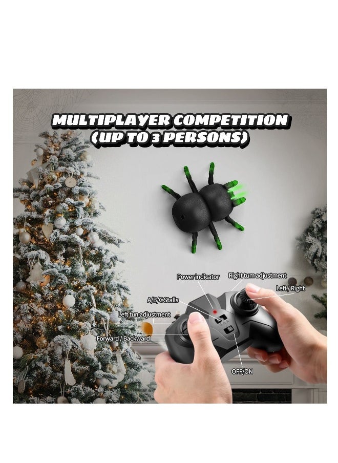 Remote Control Spider, RC Climbing Wall Floor Dual Spider, 360° Rotation Spider Toy, LED Light Remote Control Stunt Remote Control Spider Toys, for Boys Girls Kids Birthday