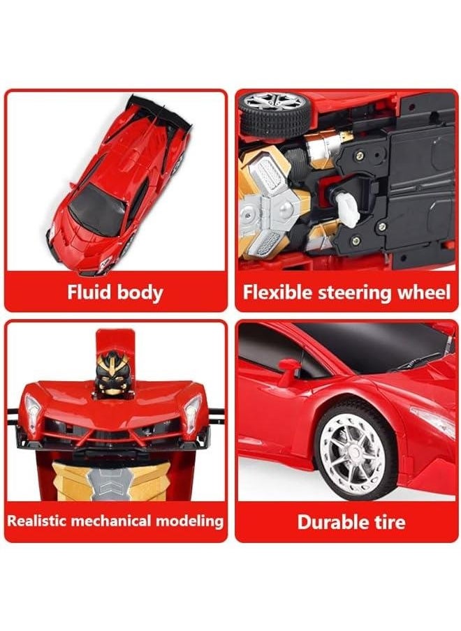 Transform Remote Control Car Toy - One on Deformable, 360 Degree Rotation, Suitable for Boys and Girls Aged 3-12, 2.4GHz One-to-One Control, Ideal Gift for Birthdays and  (red)