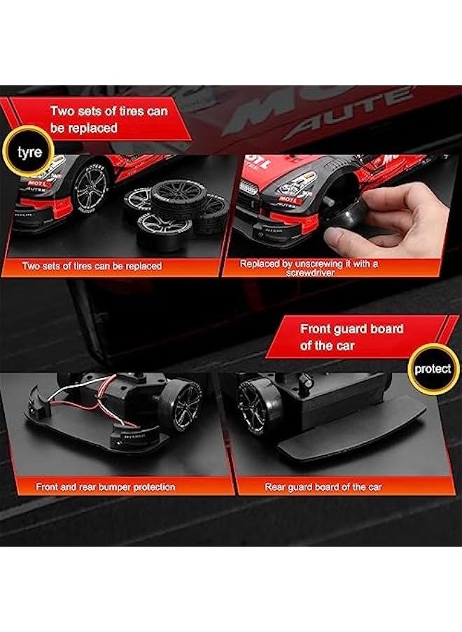 RC Drift Car, 1:16 Scale Remote Control Car, 4WD 40KM/H High Speed RC Racing Car, 2.4GHz Electric Sport Driftings with Headlight, Drifting Tires and Racing Tires for Adults (Black)