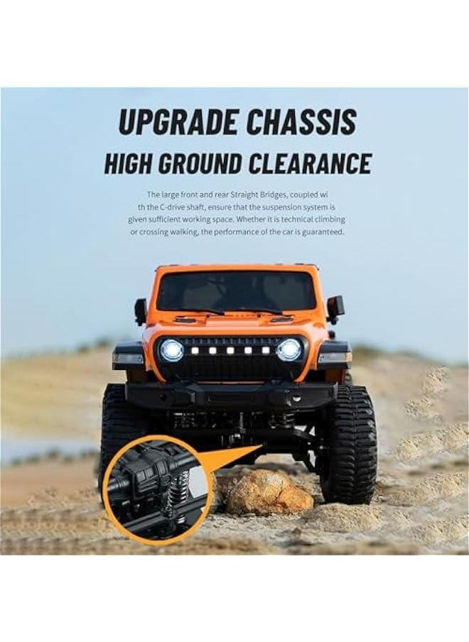 RC Crawler 4WD RC Truck, D870 RC Rock Crawler, 1:18 Scale Remote Control Truck, All Terrains Off Road Climbing Car, 2.4GHz Electric Vehicle with LED Light for Adults, Include 2 Batteries (Grey)