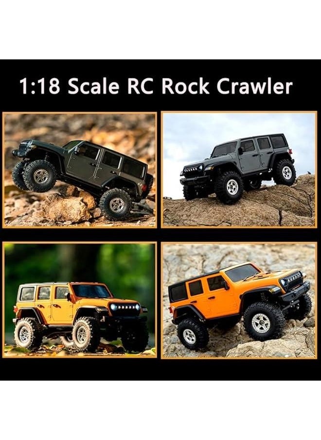 RC Crawler 4WD RC Truck, D870 RC Rock Crawler, 1:18 Scale Remote Control Truck, All Terrains Off Road Climbing Car, 2.4GHz Electric Vehicle with LED Light for Adults, Include 2 Batteries (Grey)