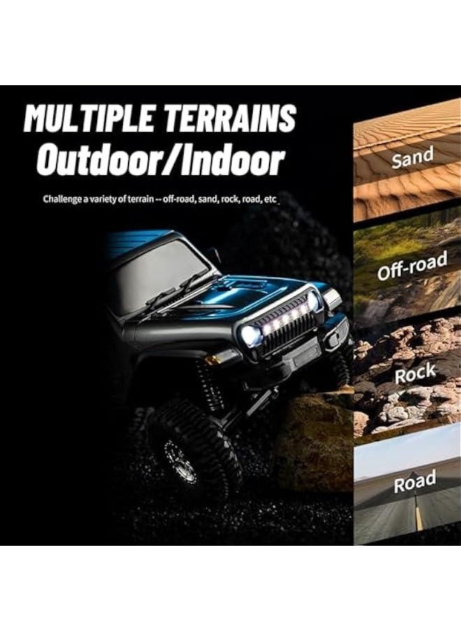RC Crawler 4WD RC Truck, D870 RC Rock Crawler, 1:18 Scale Remote Control Truck, All Terrains Off Road Climbing Car, 2.4GHz Electric Vehicle with LED Light for Adults, Include 2 Batteries (Grey)