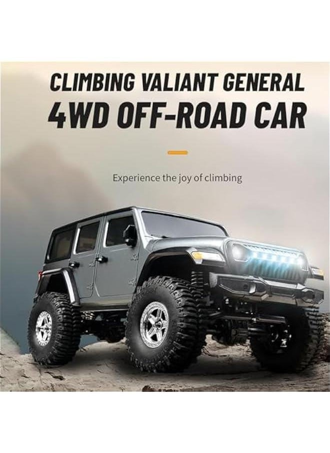 RC Crawler 4WD RC Truck, D870 RC Rock Crawler, 1:18 Scale Remote Control Truck, All Terrains Off Road Climbing Car, 2.4GHz Electric Vehicle with LED Light for Adults, Include 2 Batteries (Grey)