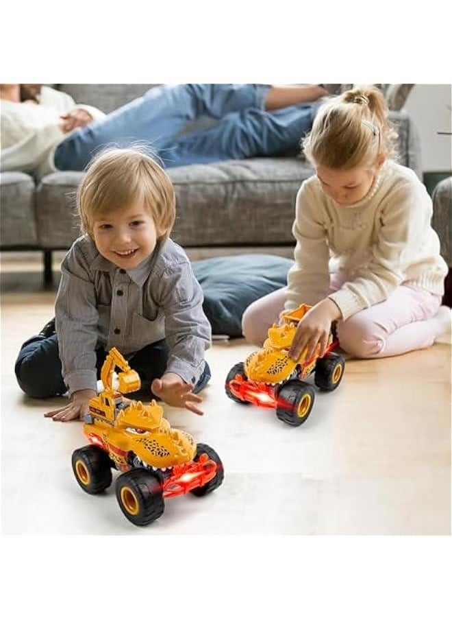 Dinosaur Monster Truck Toys for Boys Age 3 4 5 6 7 Year Old -Lights  Sounds Large Transportation Truck Toy for Kids Boy