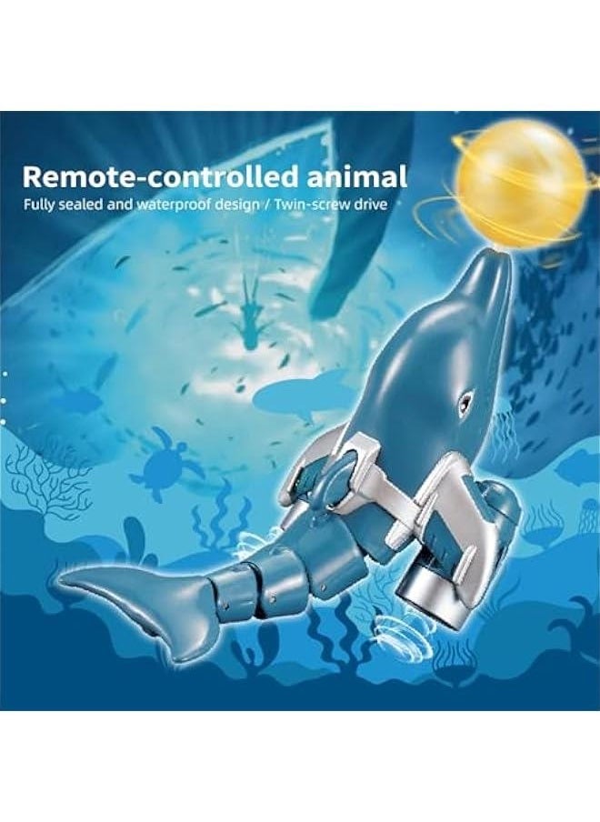 Remote Control Dolphin Toy for Kids, 2.4GHz High Simulation RC Dolphin for Lake River  Pool, Great Gift RC Boat Water Toys with Dolphin Head Ball Rotation for Boys and Girls