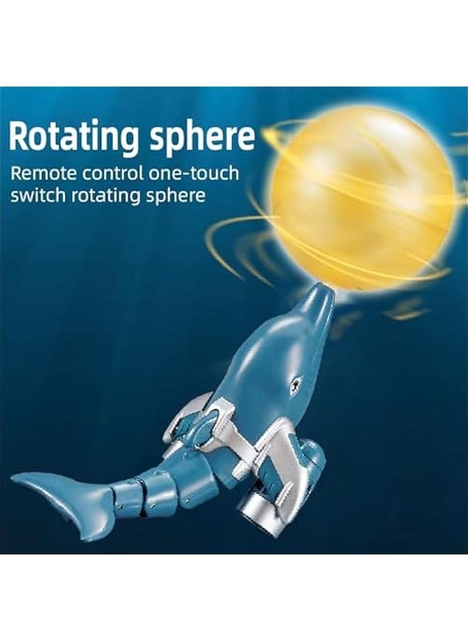 Remote Control Dolphin Toy for Kids, 2.4GHz High Simulation RC Dolphin for Lake River  Pool, Great Gift RC Boat Water Toys with Dolphin Head Ball Rotation for Boys and Girls