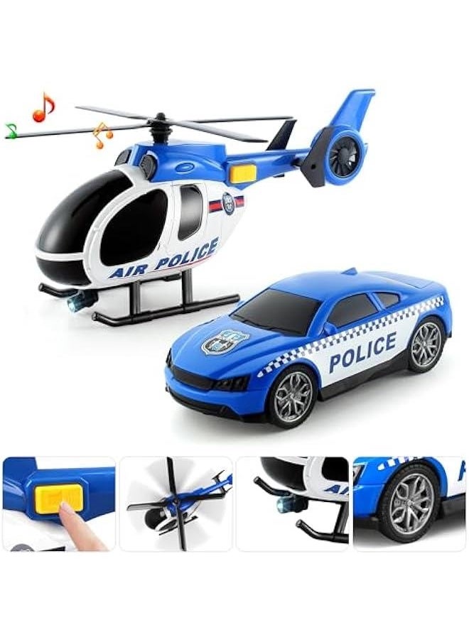 Toddler Boy Toys for 3 4 5 6 Year Old, 25 Semi Truck Toy with Racing Car and Helicopter - Police Toys,Birthday Gifts for Kids Child 2 3 4 5 6 Years Old