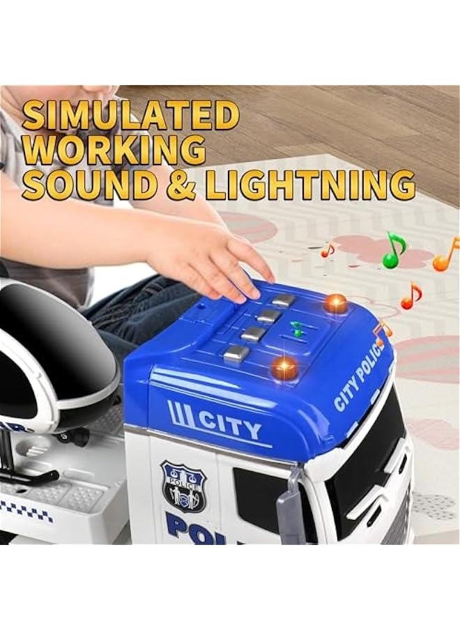 Toddler Boy Toys for 3 4 5 6 Year Old, 25 Semi Truck Toy with Racing Car and Helicopter - Police Toys,Birthday Gifts for Kids Child 2 3 4 5 6 Years Old