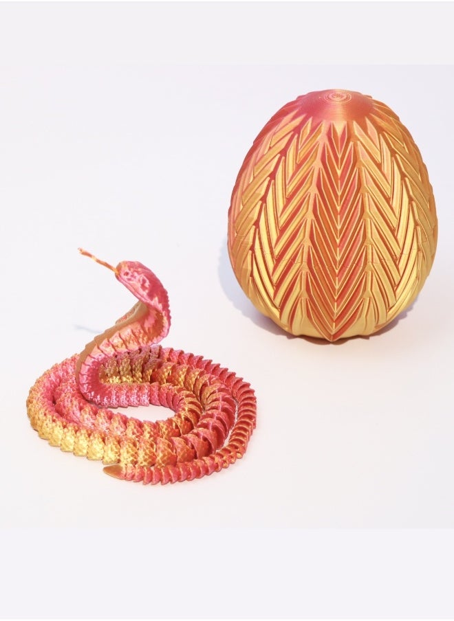 3D Printed Cobra, 24 Inch Cobra, 3D Printed Articulated Cobra Dragon Egg, Poseable Flexible Crystal Cobra Toy, (Radiant Red 24 Inch)
