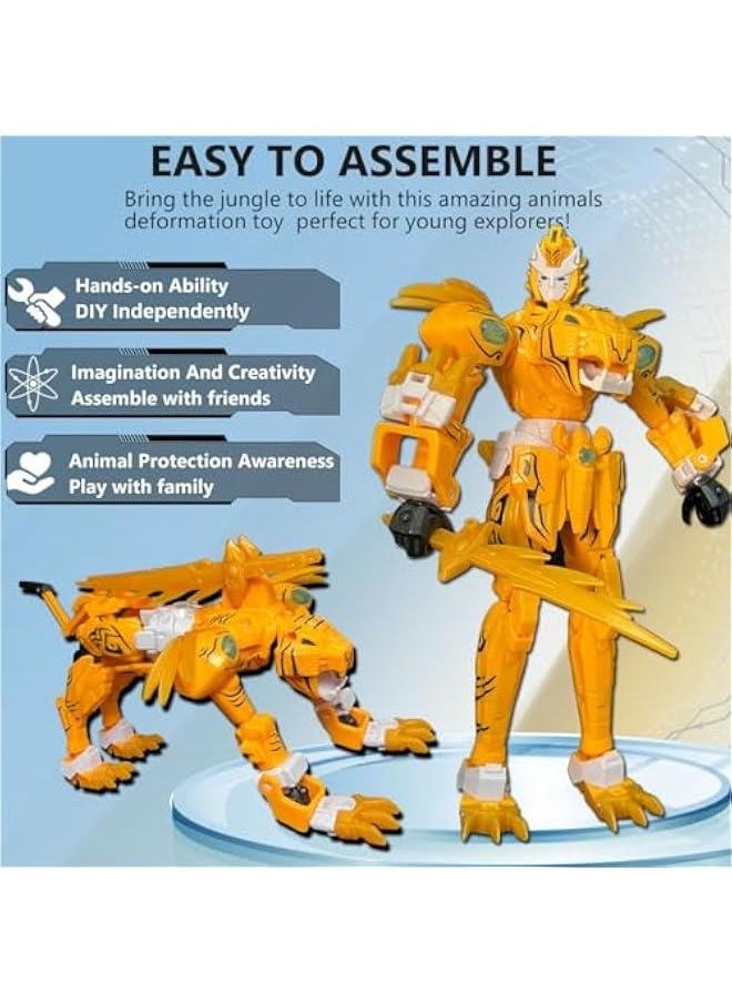 Animal Transforming Robot Toys Tiger Leopard Action Figure for Kids Deformation Robot for Boys  Girls Ages 6-12