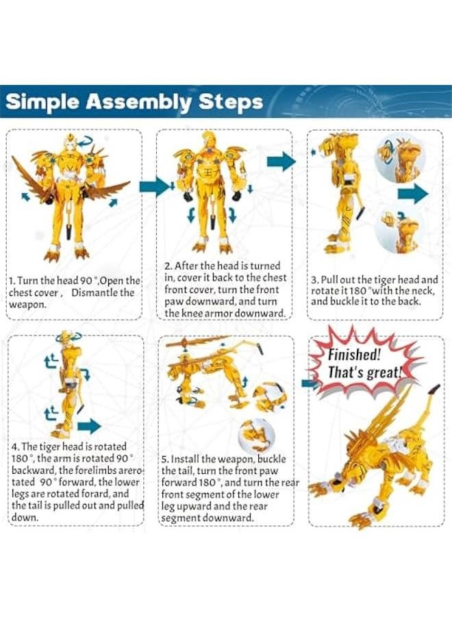 Animal Transforming Robot Toys Tiger Leopard Action Figure for Kids Deformation Robot for Boys  Girls Ages 6-12
