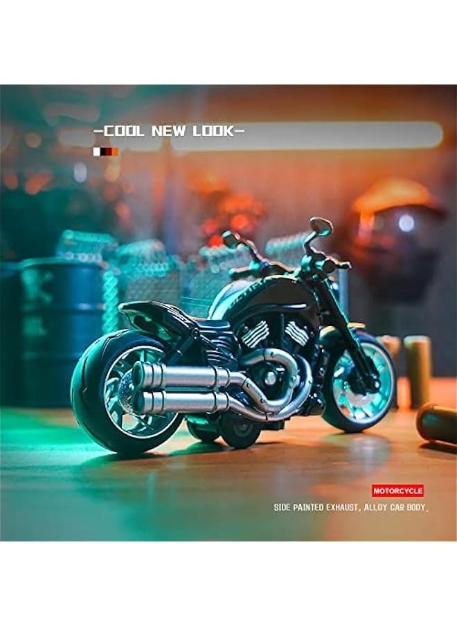Pull Back Motorcycle Toys - Toy Motorcycle with Flashing Light up and Sounds for Aged 3+ Kids  Birthday Gifts. (Black)