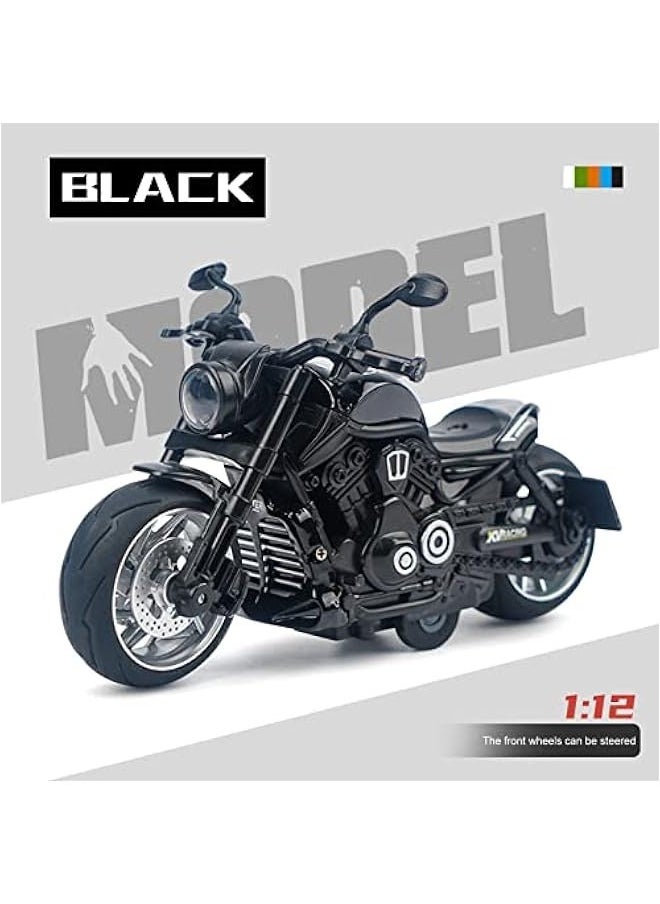 Pull Back Motorcycle Toys - Toy Motorcycle with Flashing Light up and Sounds for Aged 3+ Kids  Birthday Gifts. (Black)