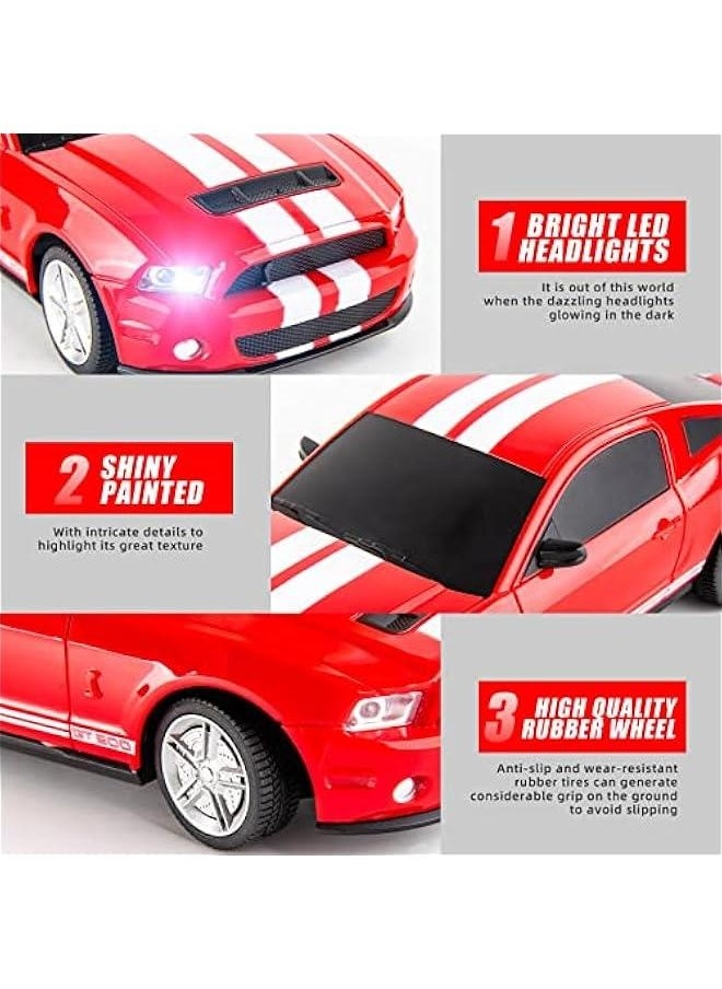 Remote Control 1/24 Ford Mustang Shelby GT500 RC Model Car, Toys for Kids and Adults Red