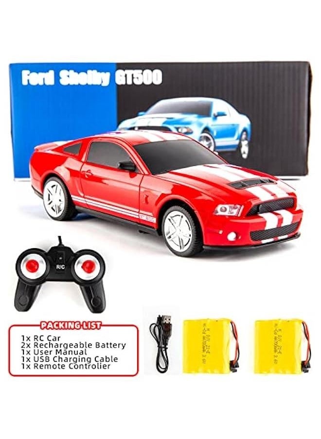 Remote Control 1/24 Ford Mustang Shelby GT500 RC Model Car, Toys for Kids and Adults Red