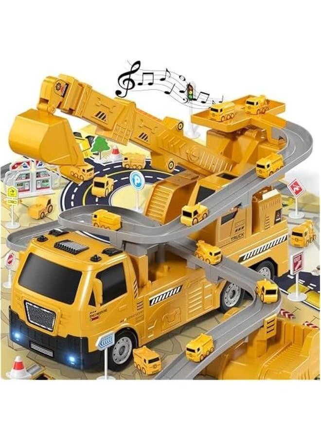 Crane Excavator Toys for Boys Age 3-5, Kids Truck Toy with Light Sounds, Construction Birthday 3 4 5 6 Years Old Girls