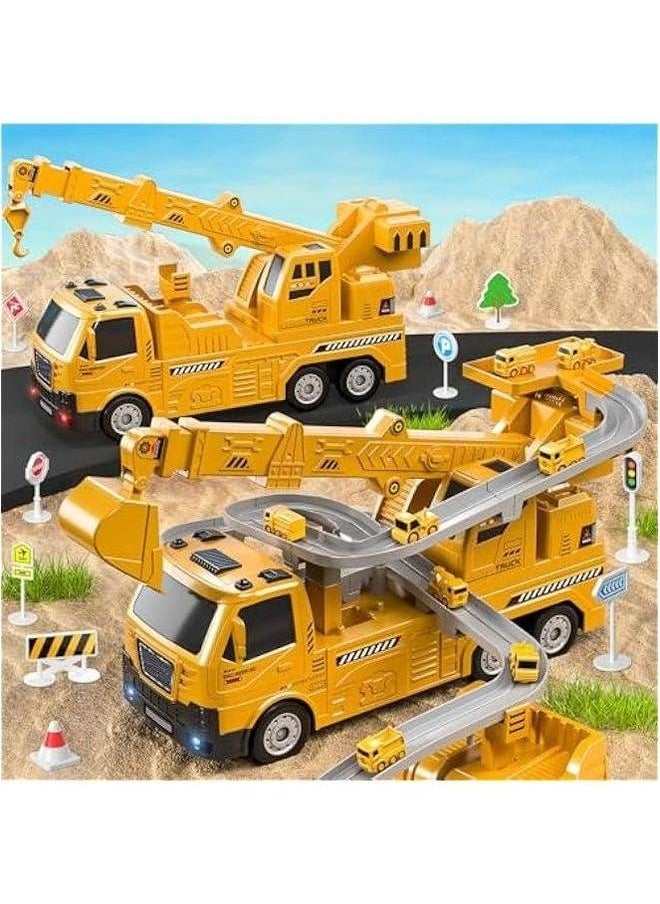 Crane Excavator Toys for Boys Age 3-5, Kids Truck Toy with Light Sounds, Construction Birthday 3 4 5 6 Years Old Girls