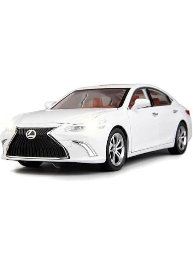 Model Car 1/24 Lexus ES300 Alloy Diecast Collectible Toy Car with Light and Sound Toy Vehicle Door Can Be Opened for Boys Kids Toddler Gift White Car