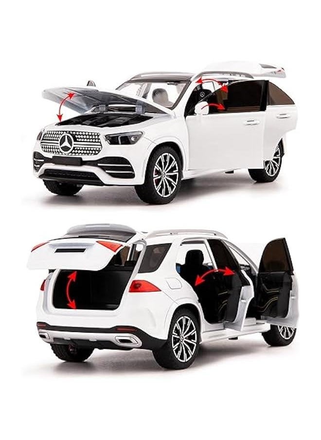 Compatible for 1/24 Alloy Die-cast Benz GLE 350 Toy Car with Sound and Light Pull Back Collection Model Car for Kids Gift （White）