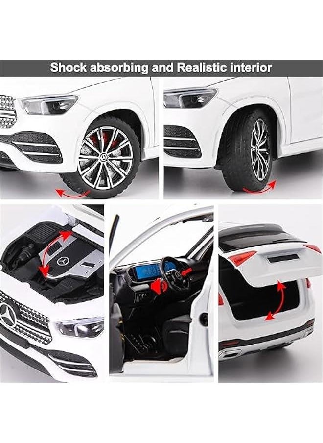 Compatible for 1/24 Alloy Die-cast Benz GLE 350 Toy Car with Sound and Light Pull Back Collection Model Car for Kids Gift （White）