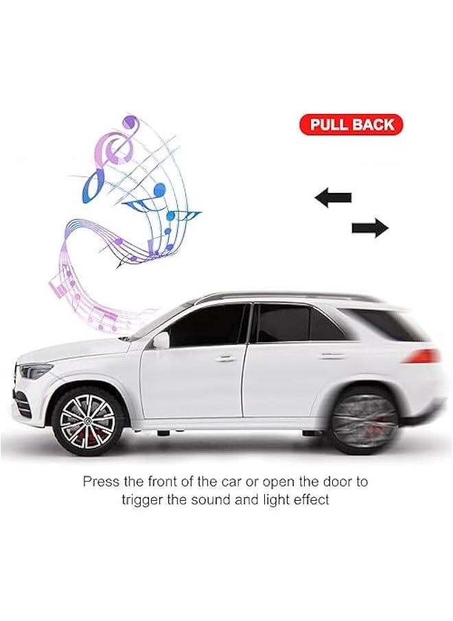 Compatible for 1/24 Alloy Die-cast Benz GLE 350 Toy Car with Sound and Light Pull Back Collection Model Car for Kids Gift （White）