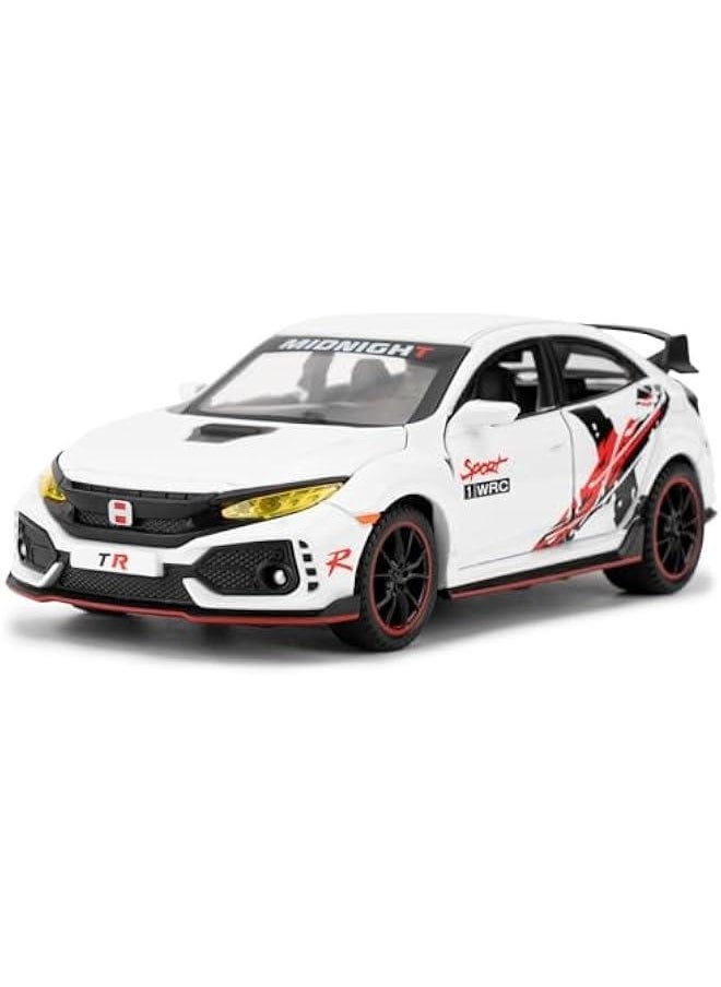Diecast Car 1/32 for Honda Civic Type-R Model Car Pull Back Toy Car with Light and Sound Model Vehicles for Boys Girls Gift(White)